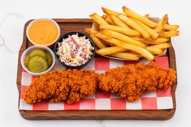 Nashville Chicken Tenders with Fries.