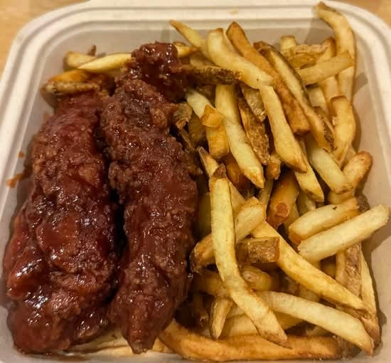 Honey BBQ Tenders with Fries.